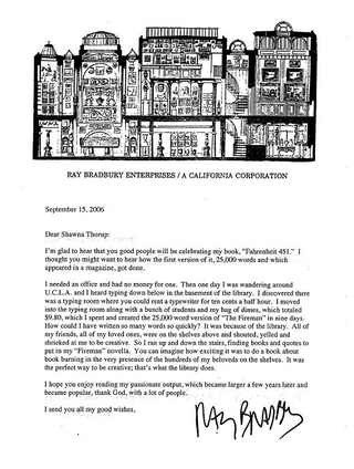 Illustration for article titled Letters From Ray Bradbury: 'Love what YOU love!'
